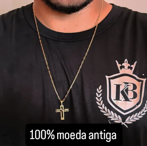 Corrente com pingente 100% moeda antiga 