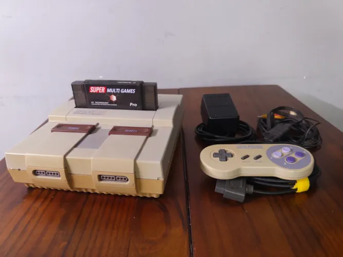 Super Nintendo SNES - Everdrive, 1 controle, fonte, cabo av 