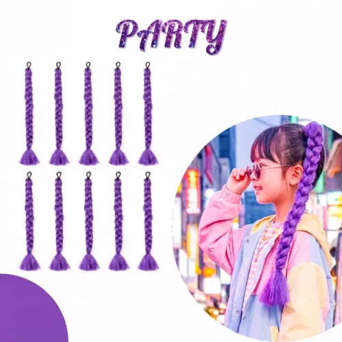 Kit 10 Tranças Jumbo Roxo Estilo Festa Kpop