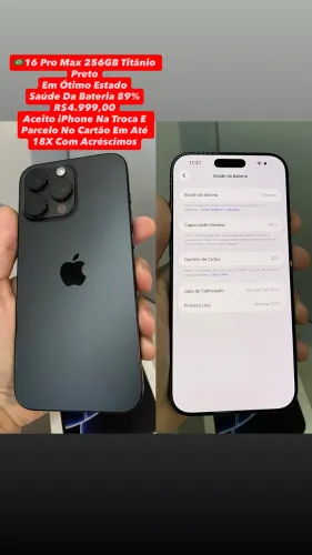 iPhone 16 Pro Max 256GB Preto ( Em Ótimo Estado ) Usado
