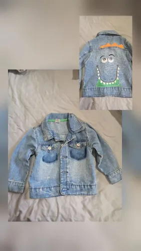 Jaqueta jeans alphabeto tam 2 anos