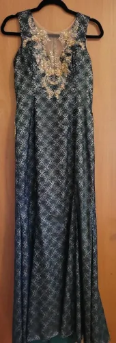 Vestido Festa Longo Sereia Verde e Dourado Costas em Tule  Alta Costura 36 ao 42