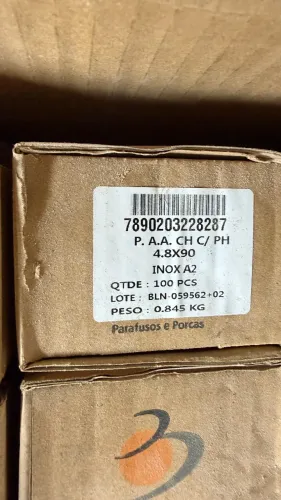 Parafuso Cabeça Chata Phillips Inox 4,8 X 90 - 100 Peças