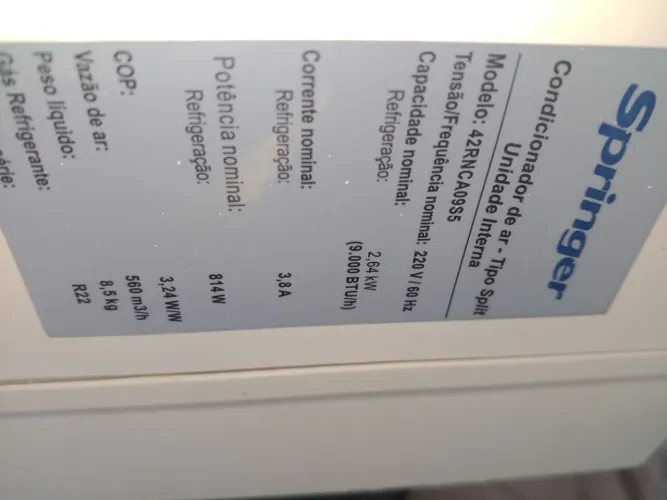 Ar condicionado Springer 9.000 BTUs a venda