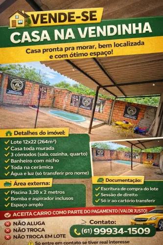 VENDO CASA NA VENDINHA 55 MIL