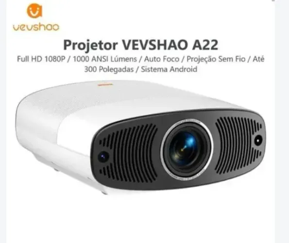 Projetor Vevshao A22 1000 Ansi Lente Selada 2GB RAM 32GB Android 13 Foco Elétrico Novo!