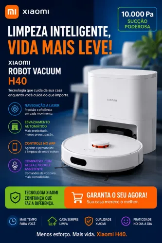 Xiaomi Robot Vacuum H40 Robô Aspirador 10000Pa Base Auto