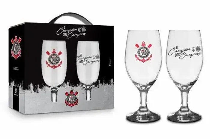 Taça Vidro 2un 330 ml Corinthians