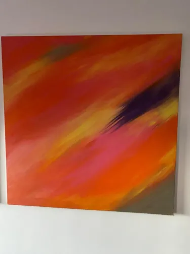 Quadro Abstrato 1x1m - Pintura Original em Tela com Chassi de Madeira 