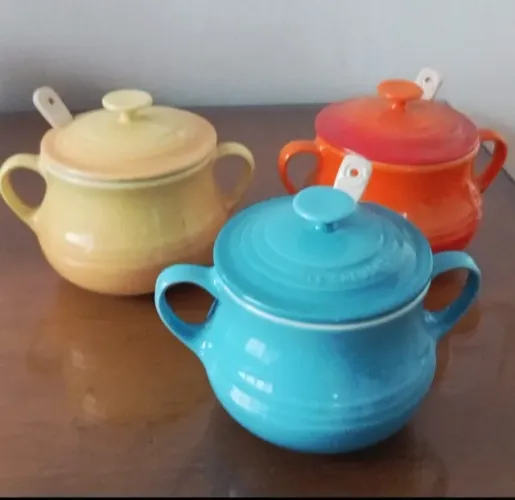 Raridade!!! Set Três Açucareiros e Jarra Creme Le Creuset