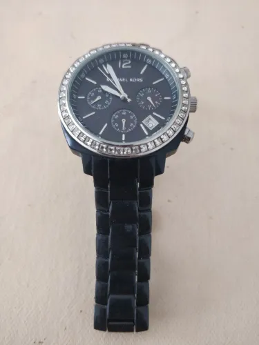 Relógio Feminino Michael Kors MK-5080 Preto Chronograph Glitz - Original