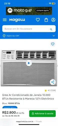 Ar condicionado gree 10 mil BTUs