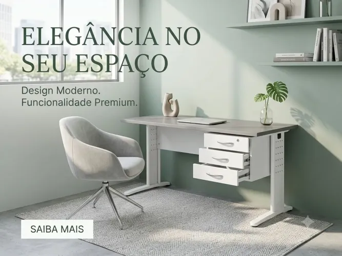 Mesa de Escritório / Home Office com Gaveteiro (3 Gavetas) - Usada em Ótimo Estado!