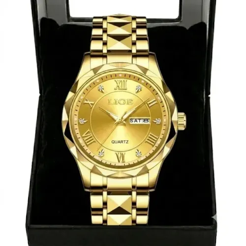 Relógio Lige 89116 Feminino 30 Metros Quartz Luxo Dourado com Caixa Original