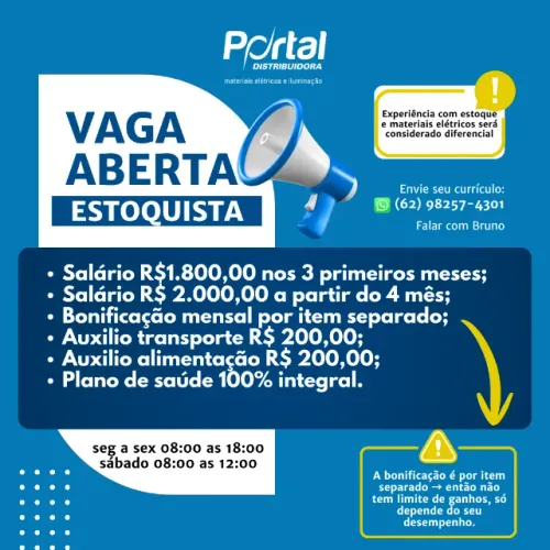 Vaga Auxiliar Estoque / Estoquista