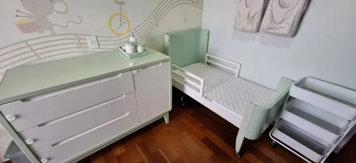 Conjunto Cômoda Bo + Berço Americano Evolutivo 3 em 1 Bo + Nicho