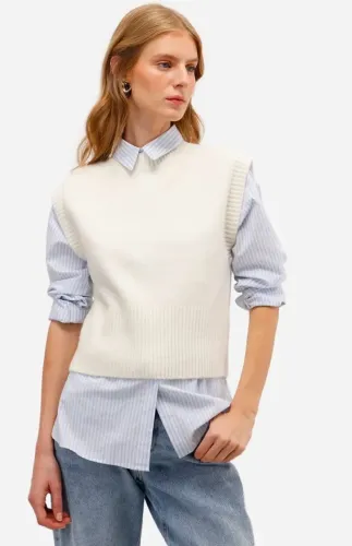 colete de tricô cea off white m