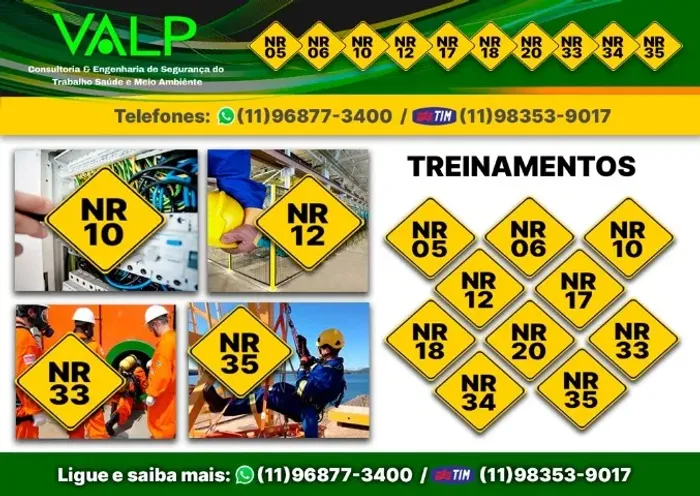 Treinamentos São Paulo e grande São paulo, Zonas Norte Sul Leste Oeste NR 10, NR 35, NR 18