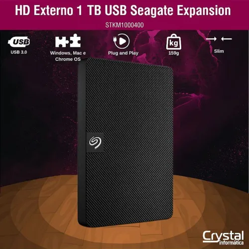 HD externo Seagate de 1 tb USB 3.0 para pc e vídeo game 