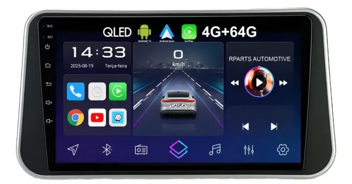 Central Multimídia Caska NavPro F80 Android 4GB/64GB GPS + DSP Tela 9?/10.1? 
