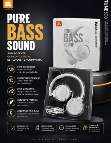 ? JBL Tune 500 Branco - Qualidade JBL com Preço Imperdível