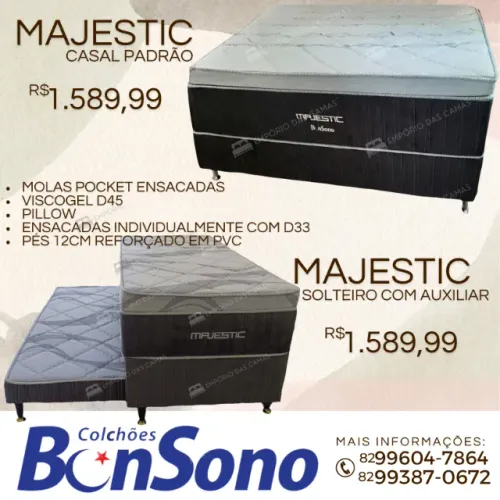 Cama casal ou solteiro com auxiliar molas pocket com D33,  viscogel D45 base e colchão 