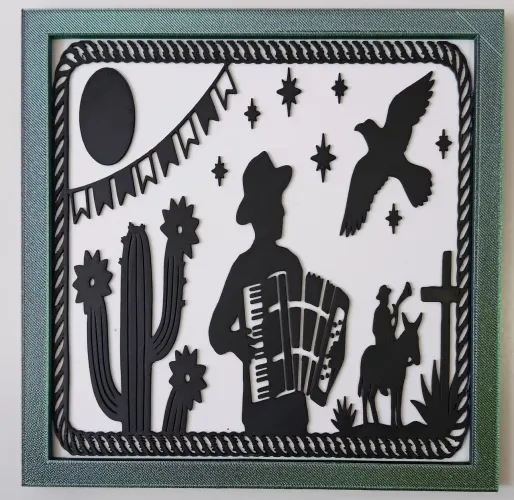 Quadro Decorativo Cordel Xilogravura Sertão Impressão 3D