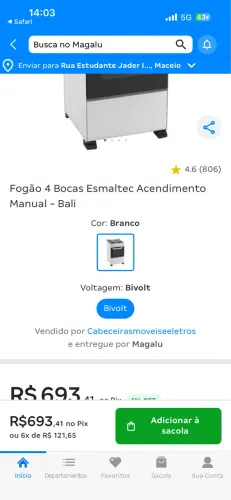 FOGÃO 4 bocas