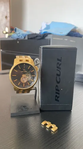 Relógio Detroit Rip Curl Automático Dourado C/ Elo Extra, Na Caix  