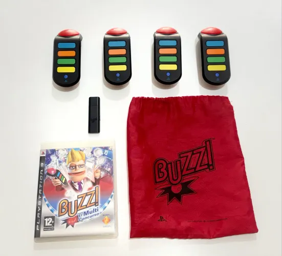 Buzz Quiz World Ps3 Completo + 4 Controles Sem Fio+ Receptor (Usado) 