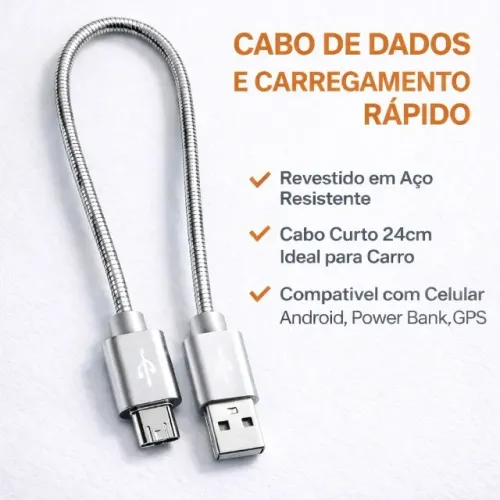 Vendo lote de Cabos Micro USB (V8) Metálicos Reforçados (24 cm) - Altomex.