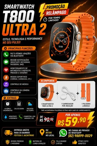 SMARTWATCH T800 ULTRA 2 ORIGINAL - QUEIMA DE ESTOQUE