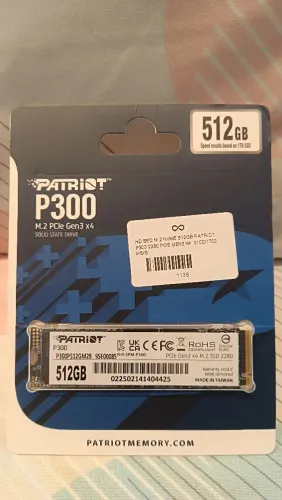 SSD Patriot P300 512GB NVMe M.2 PCIe 3.0 - Novo Lacrado