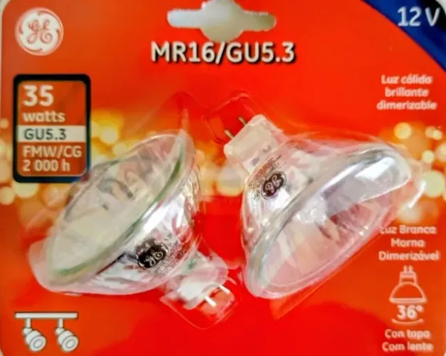  Lampadas Halogena Dicroica 35W 12V GU 5.3 MR 16 Marca General Electric  vende Atacado tbm
