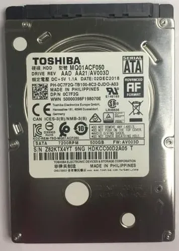 HD Toshiba 500GB SATA 2.5" para Notebook e PC