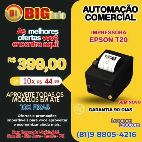 Impressora termica de Cupom USB Epson T20