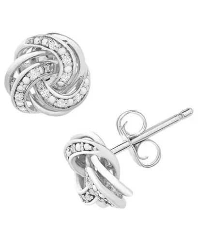 Brincos de nó de amor com diamantes (1/10 ct. tw) em prata de lei