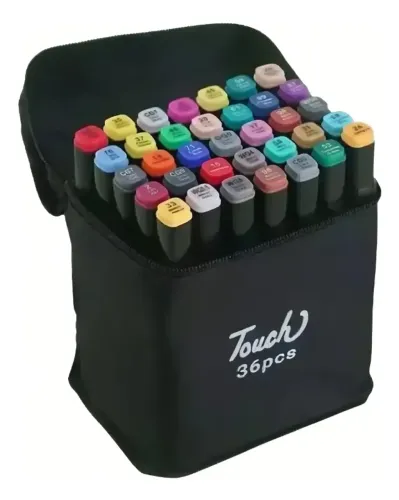 Kit Estojo Canetas Touch Ponta Dupla 36 Cores
