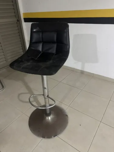 Kit 4 banquetas altas giratórias para bancada, preto