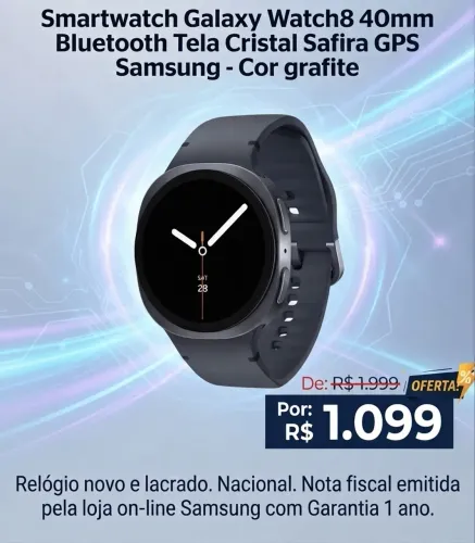 Smartwatch Samsung Galaxy Watch8 LTE de 40mm Grafite