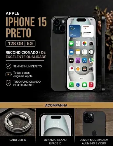 iPhone 15 Preto 128gb