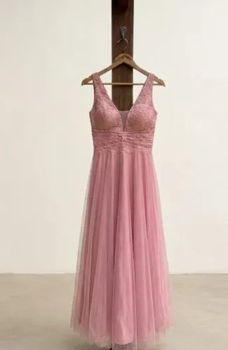 Vestido Longo Rosa Chá - Tamanho Único