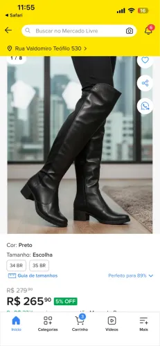 VENDO Bota Feminina Mississipi Over Preta
