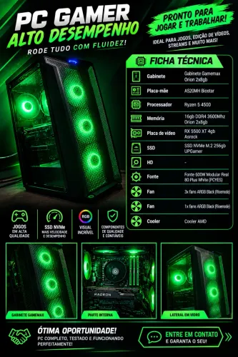 PC gamer otimo desempenho