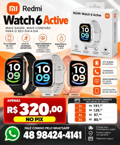 Relogio Xiaomi active 6 original novo lacrado