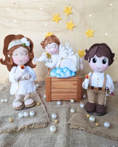 Decoração Batizado kit Bonecos em feltro