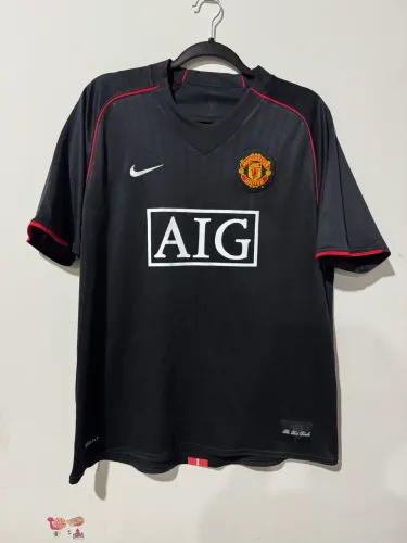 Camisa Manchester United 2007-08 preta Ronaldo 7