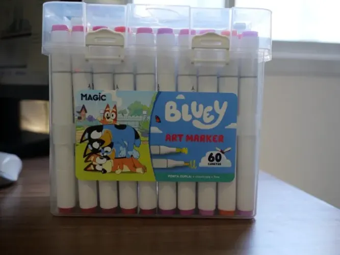 Kit Canetinha Touch Bluey 54 Cores Art Marker Ponta Dupla touch marcadores bobbie goods