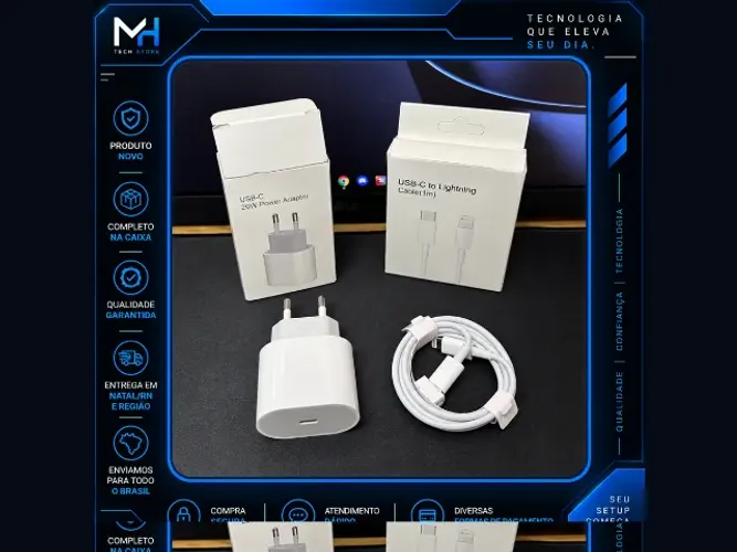 Carregador 20W para iPhone + Cabo USB-C Lightning