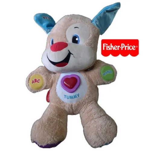Cachorrinho cão de pelúcia Tummy Fisher Price (Luzes, canta, fala e Musical em Inglês)